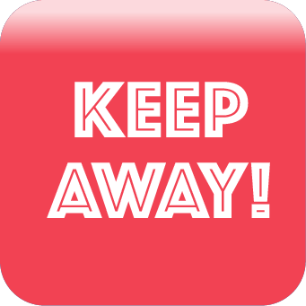 Keep away text icon color red background